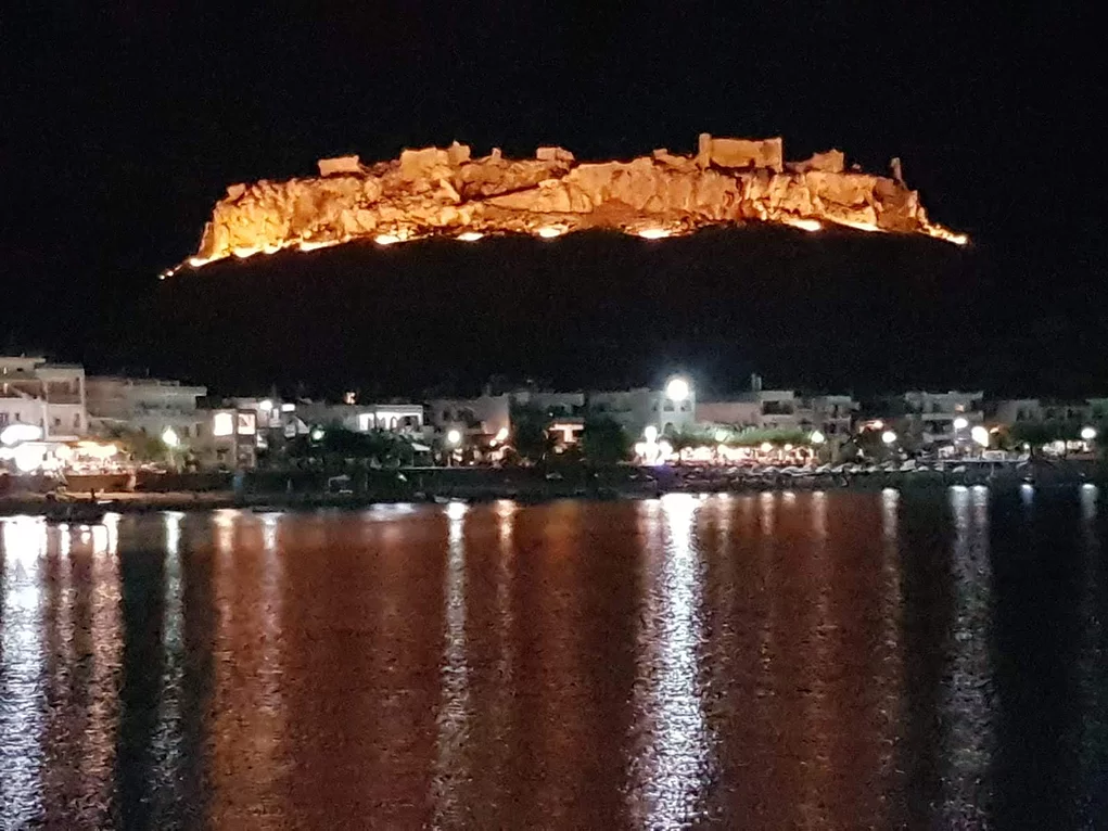 Feraklos Castle by night